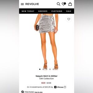 Revolve OW collection Sequin Skirt in Glitter Silver size M